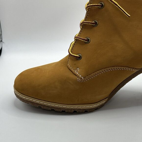 Timberland Women’s 11 9” Tall Wheat Nubuck Leather Heel Booties Tillston DISPLAY - Picture 4 of 15
